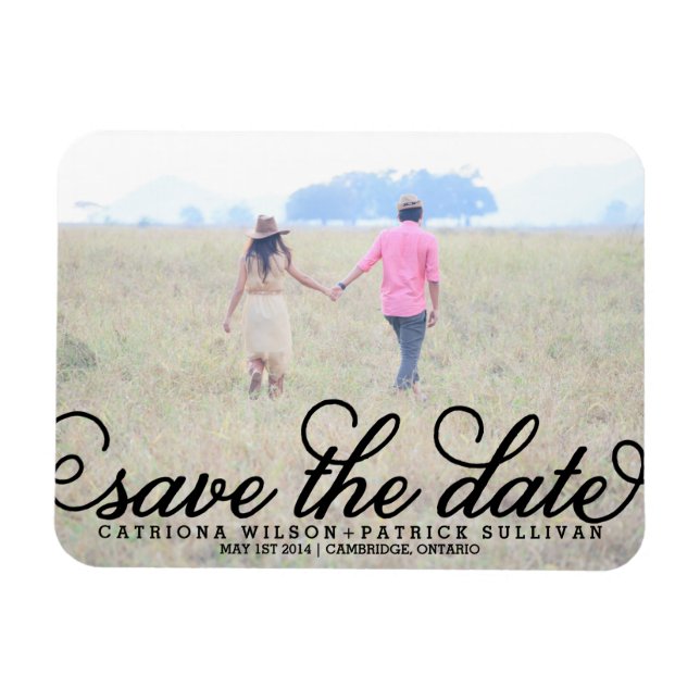 Black Script Photo Save the Date Magnets (Horizontal)