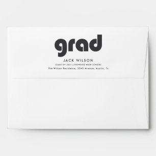Black Script Return Address Graduation Mailing Envelope