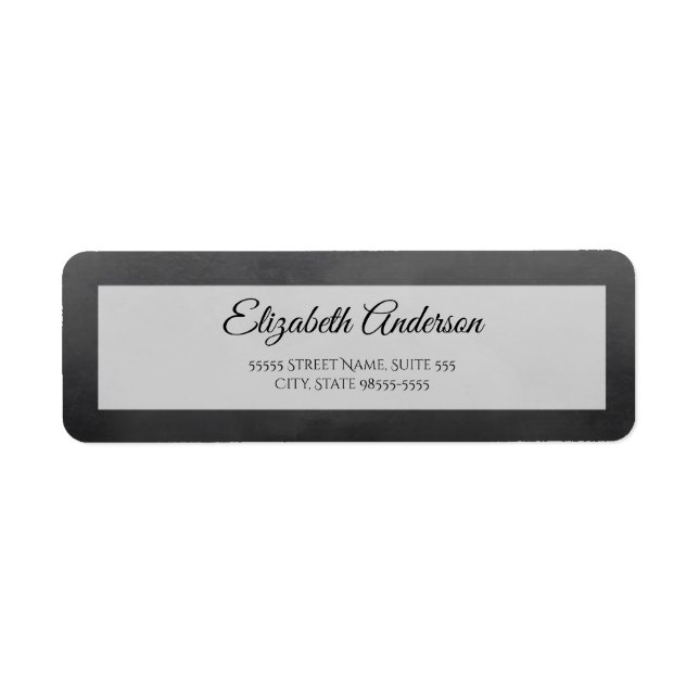 Black Script Return Address Label (Front)