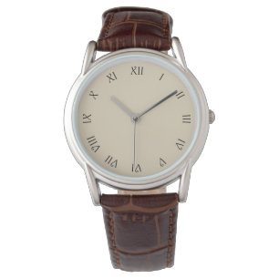Black Script Roman Numbers on Beige wat Watch