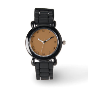Black Script Roman Numbers on Brown Kids cn Watch