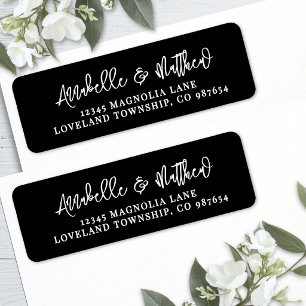 Black Script Simple Return Address Label