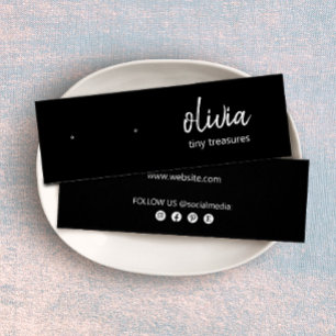 Black Script Stud Earring Display Card
