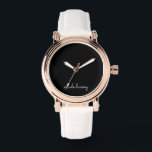 Black Script  | Stylish Monogram Modern Minimalist Watch<br><div class="desc">A simple stylish custom monogram design in an casual handwritten in striking monochrome black and white. The monogram can easily be personalised to make a design as unique as you are! The perfect trendy gift or accessory for any occasion.</div>
