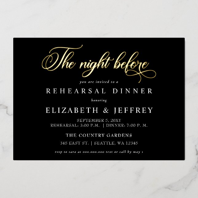Black Script The Night Before Rehearsal Dinner (Front)