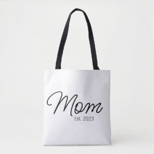 Black Script Typography Established Mum Tote Bag