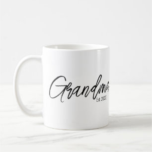 Black Script Typography Grandma Established Year Coffee Mug