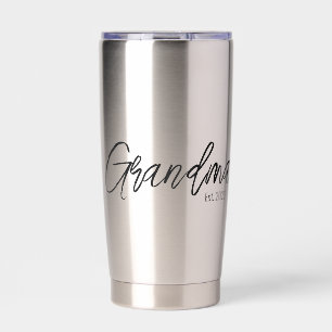 Black Script Typography Grandma Established Year Insulated Tumbler