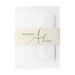 Black Script Typography On Light Beige Background Invitation Belly Band