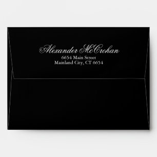 Black Script Typography Return Address Mailing Envelope