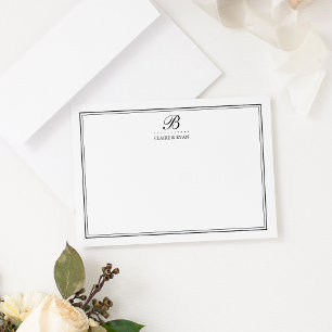 Black Script Wedding Monogram Stationery Cards