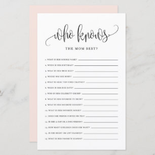 Black Script Who Knows Mum Best Baby Shower Game