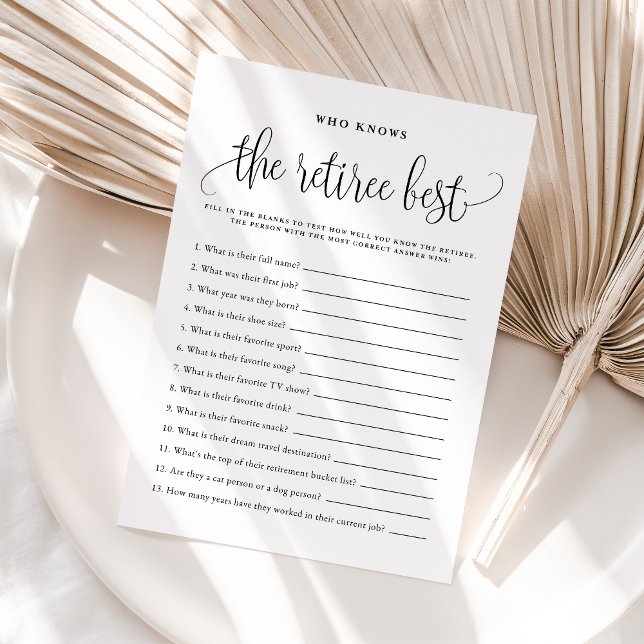 Black Script Who Knows the Retiree Best Game Card (Creator Uploaded)