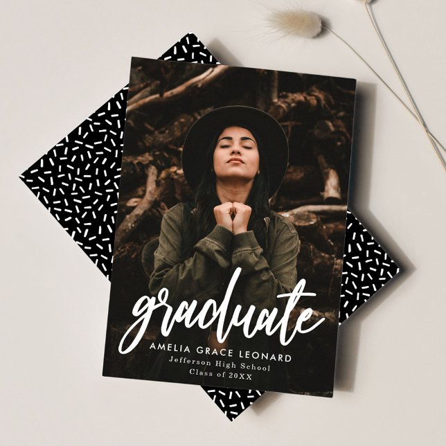 Black | Scripted Photo Graduation Announcement (Creator Uploaded)