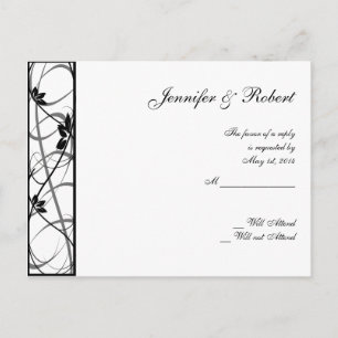 Black Scroll Border RSVP Postcard