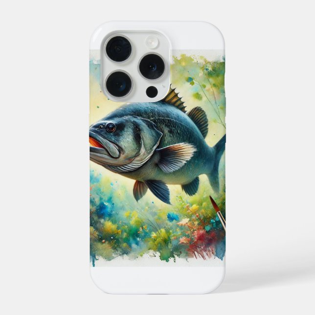 Black sea bass 141024AREF118 - Watercolor iPhone Case (Back)