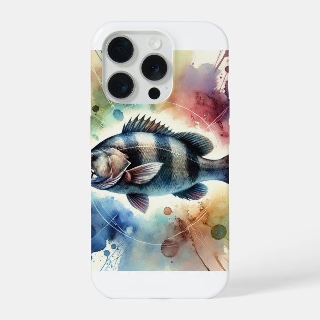 Black Sea Bass 170724AREF132 - Watercolor iPhone Case (Back)