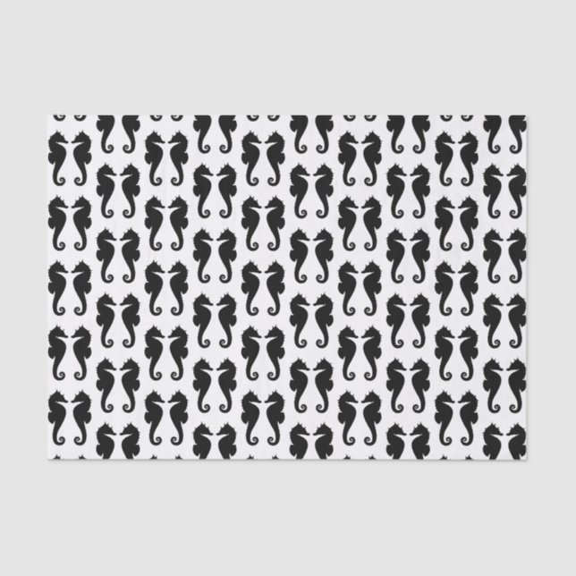 Black Sea Horses on White Tissue Paper (Front)