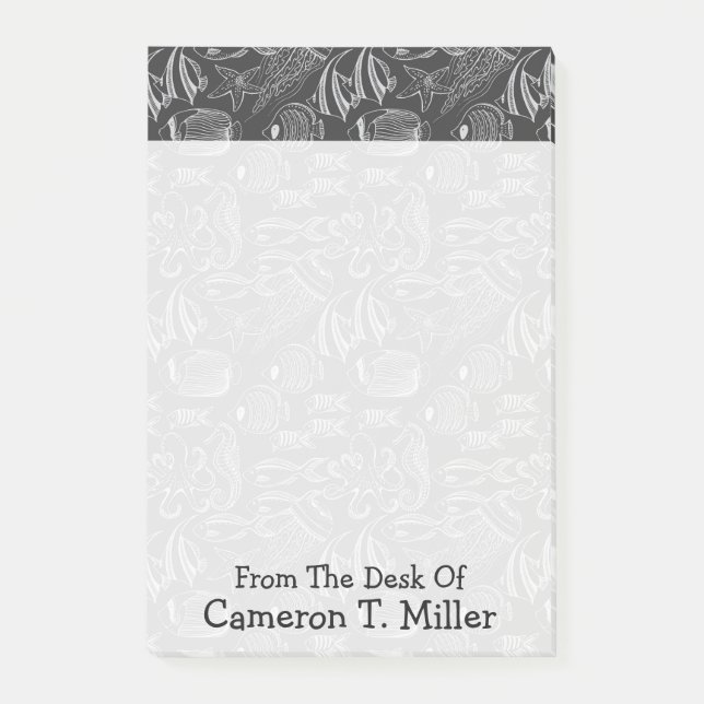 Black Sea Pattern | Add Your Name Post-it Notes (Front)