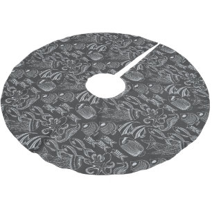 Black Sea Pattern Brushed Polyester Tree Skirt