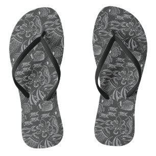 Black Sea Pattern Thongs