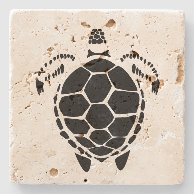 Black Sea Tortoise Shell Stone Coaster (Front)