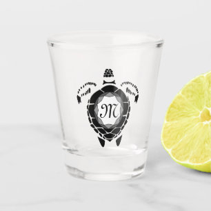 Black Sea Turtle Silhouette Customised Monogram Shot Glass