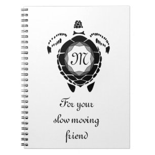 Black Sea Turtle Silhouette Customized Monogram Notebook