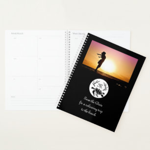 Black Sea Turtle Silhouette Monogram Photo Planner