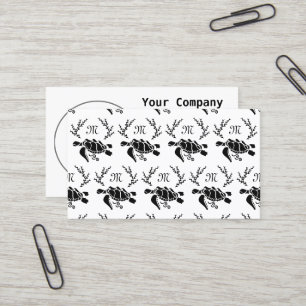 Black Sea Turtle Silhouette Side View Business Card