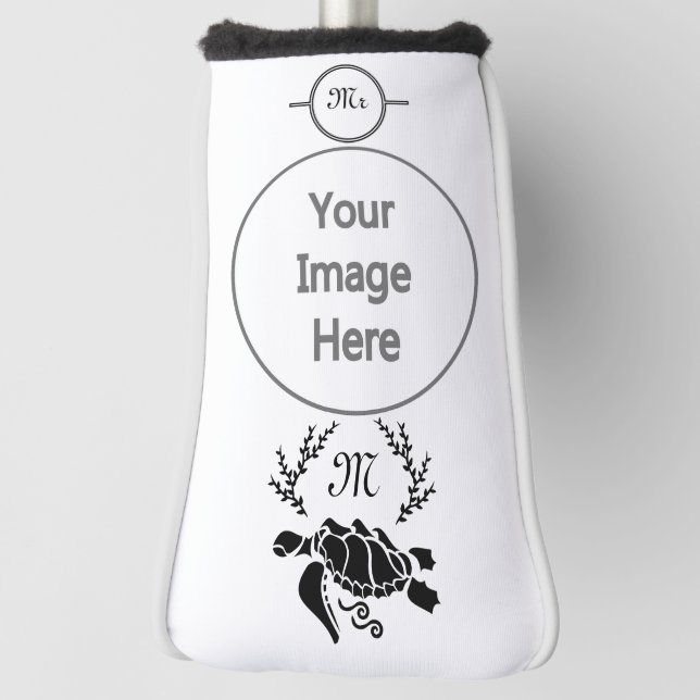 Black Sea Turtle Silhouette Side View Golf Head Cover (Rotate 90)