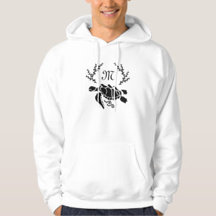 Black Sea Turtle Silhouette Side View Hoodie
