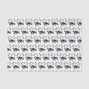 Black Sea Turtle Silhouette Side View Tissue Paper