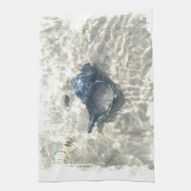 Black Seashell Tea Towel (Vertical)