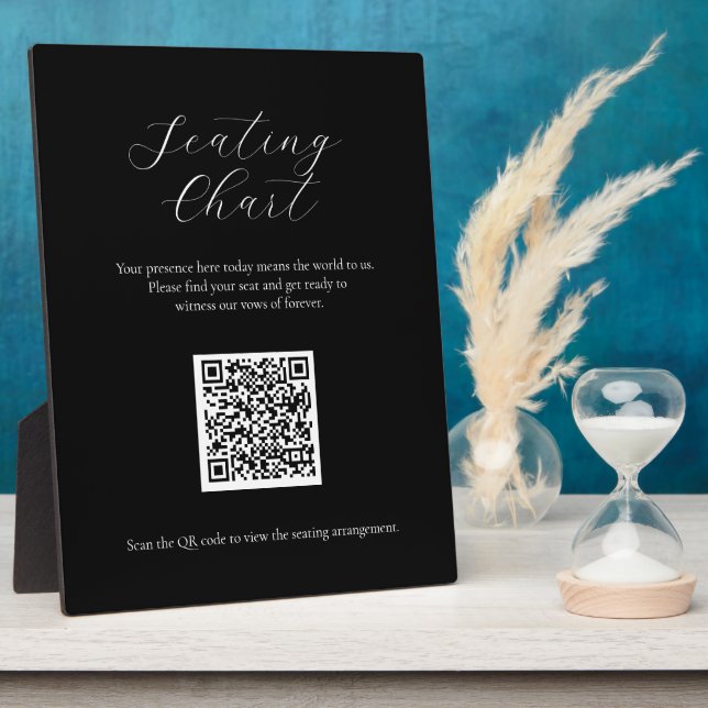 Black Seating Chart Sign with QR Code Plaque (Side)