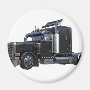 Black Semi Tractor Trailer Truck Magnet
