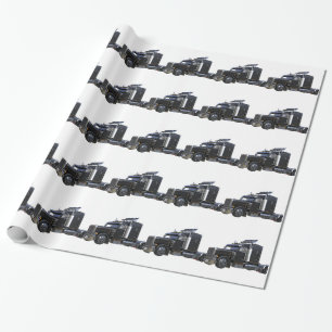 Black Semi Tractor Trailer Truck Wrapping Paper