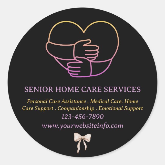 Black Senior Elderly or Home Care Giver  Classic Round Sticker (Front)