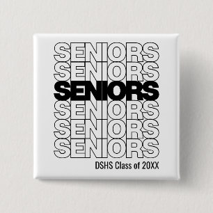 Black Seniors Seniors Seniors 15 Cm Square Badge