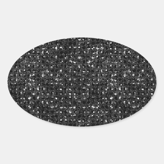 Black Sequin Effect Oval Sticker Sheets (Front)