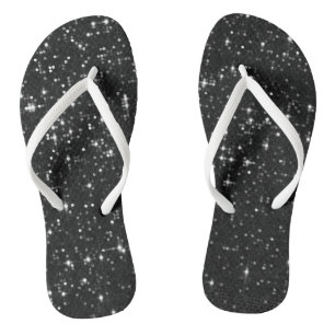 Black Sequin Effect Thongs