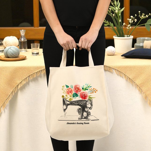 Black Sewing Machine Tailor Quilter Crafter Tote Bag (Creator Uploaded)