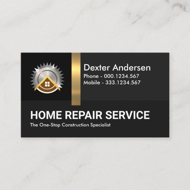 Black Shades Gold Stripe Building Layers Business Card (Front)