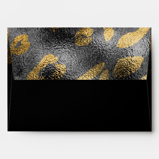 Black Shadows & Leopard Print Party Invitation Envelope (Back (Top Flap))