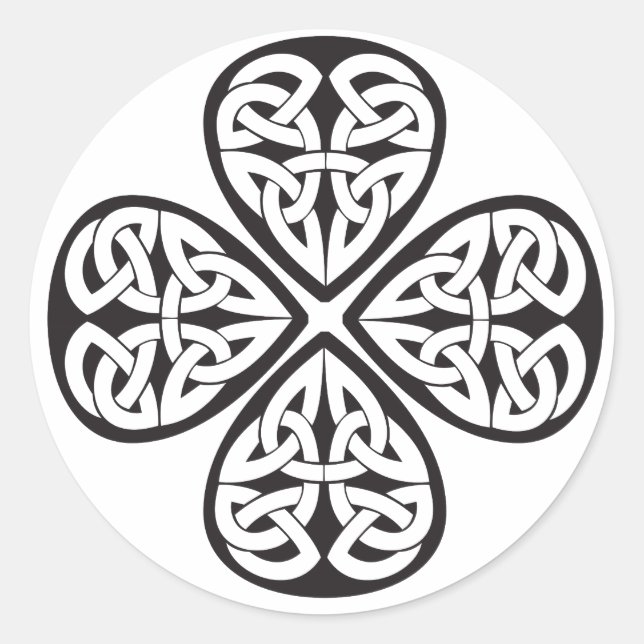 black shamrock celtic knot classic round sticker (Front)