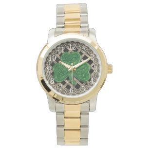 Black Shamrock On Celtic Knots Watch