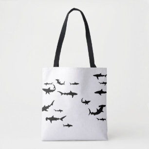 Black Sharks Silhouette Swimming Tote Bag