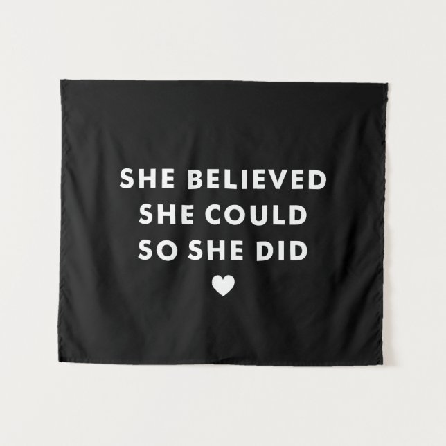 Black She Believed She Could So She Did Quote Tapestry (Front (Horizontal))