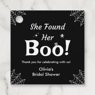 Black She Found Her Boo Halloween Bridal Shower Favour Tags