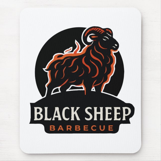 Black Sheep Barbecue Fire Ram BBQ Grill Lover Gift Mouse Pad (Front)